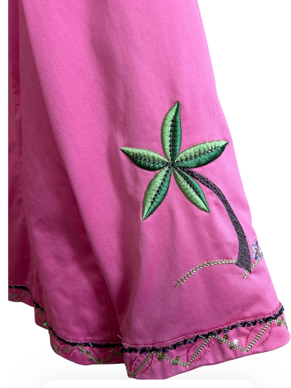 VTG Nancy Bolen City Girl Pink Embroidered Palm Tree Tropical Beaded Jacket 14